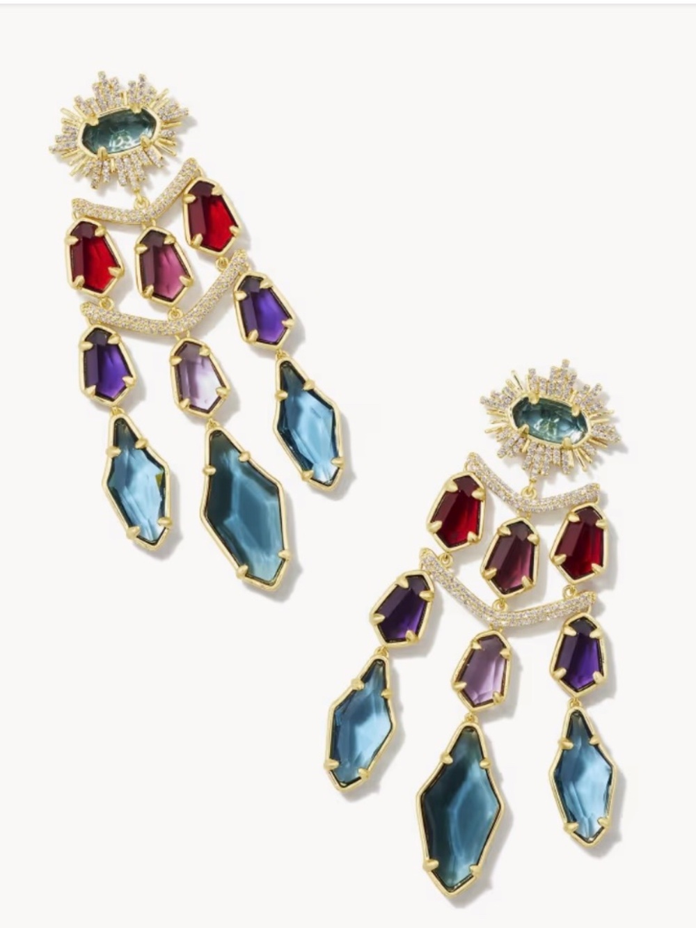 Kendra Scott Alexandria Tiered Statement Earrings in Gold in Multi Mix